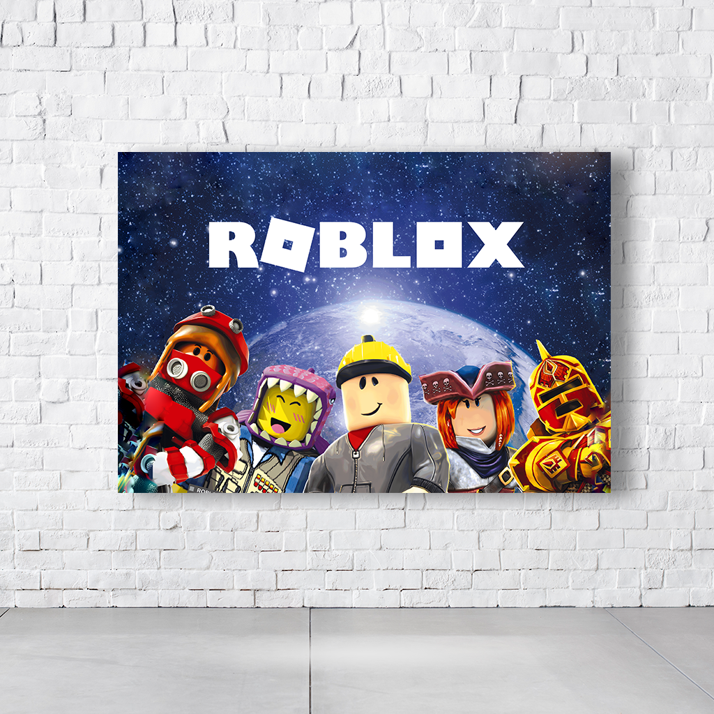 Painel Retangular Tema Roblox Em Tecido Oxford 100% Poliéster