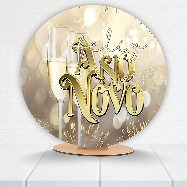 Painel Redondo Ano Novo 50x50cm  PAINEL419 - Imagem 2