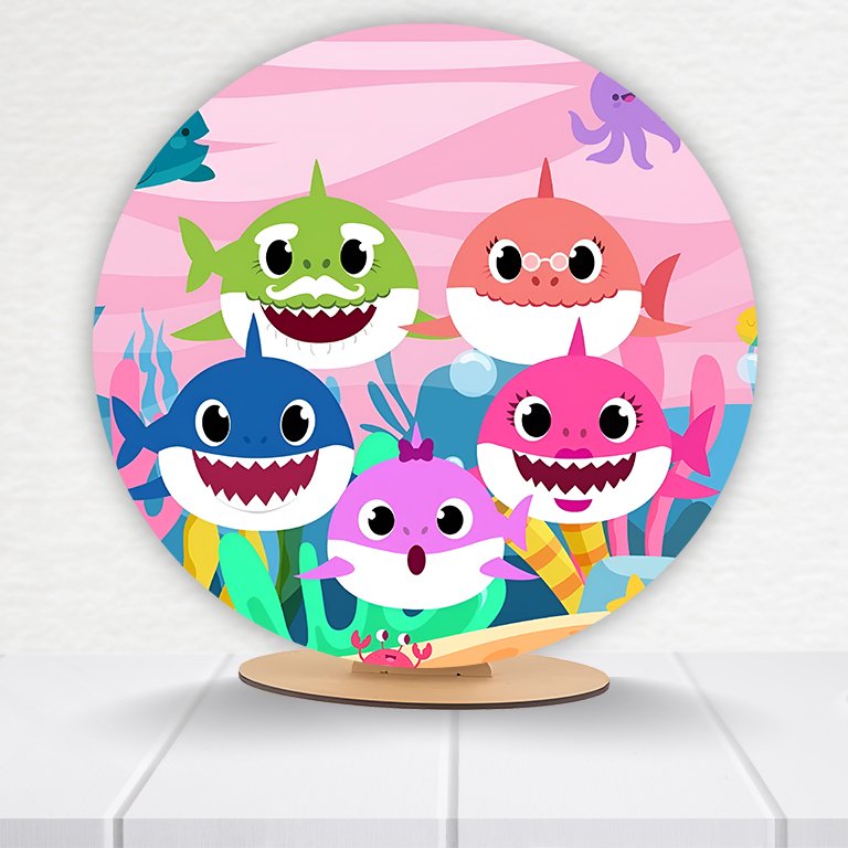 Painel Redondo Baby Shark 50x50cm - Imagem 4