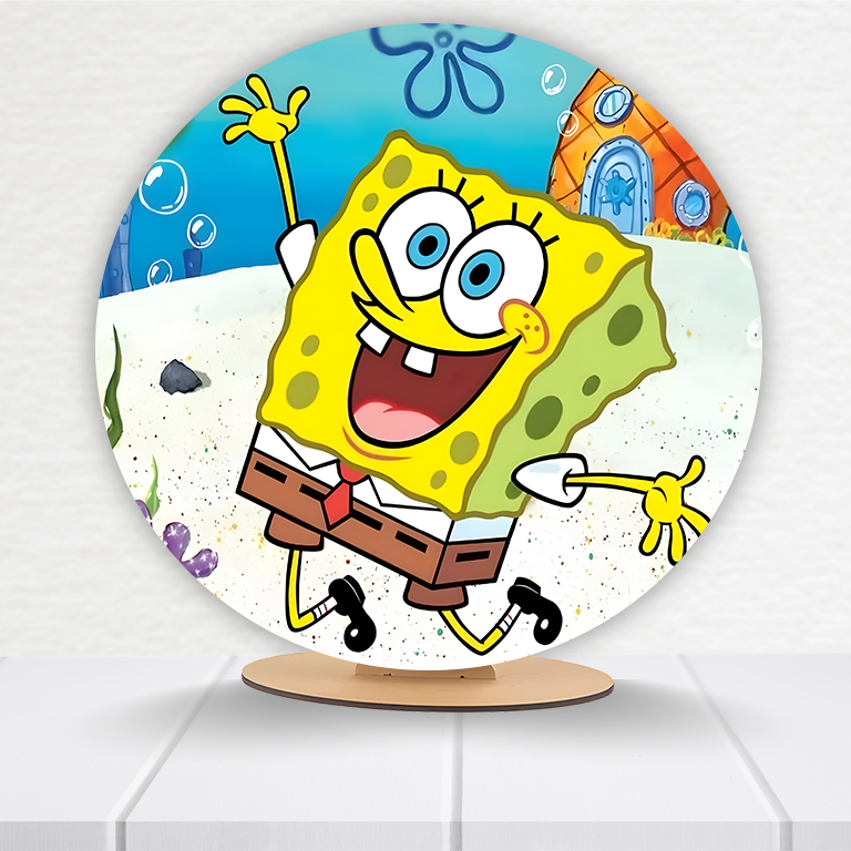 Painel Redondo Bob Esponja 50x50cm - Imagem 4