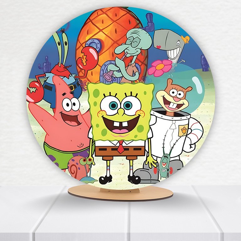 Painel Redondo Bob Esponja 50x50cm