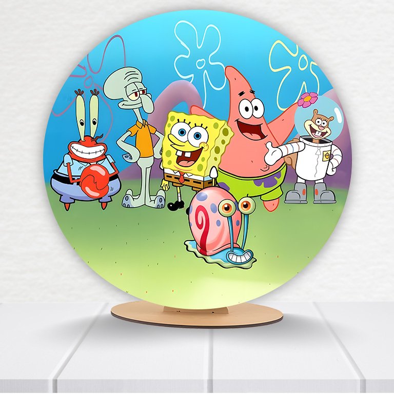 Painel Redondo Bob Esponja 50x50cm - Imagem 8