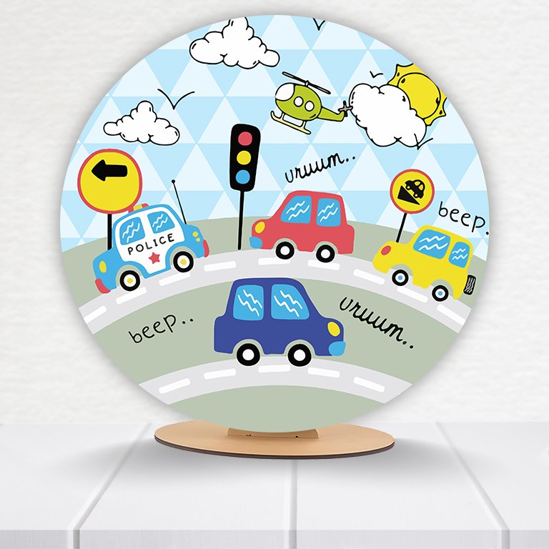 Painel Redondo Carrinhos 50x50cm - Imagem 3