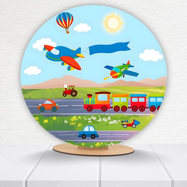 Painel Redondo Carrinhos 50x50cm - Imagem 4