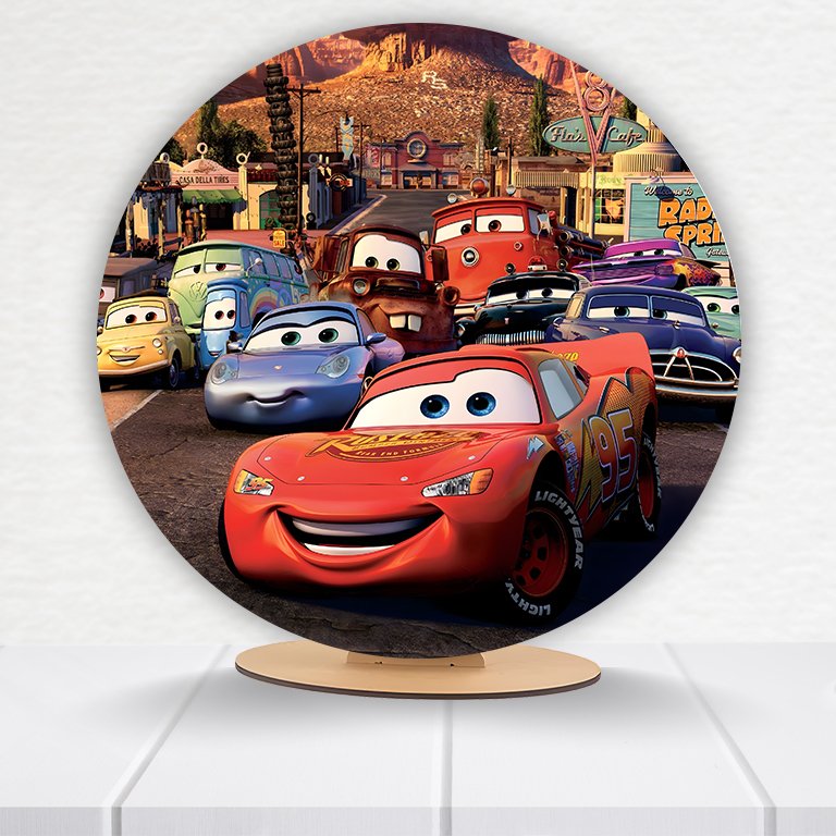 Painel Redondo Carros Pixar 50x50cm - Imagem 5