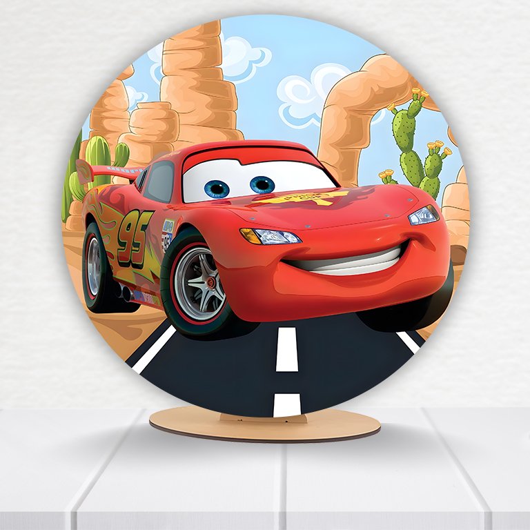 Painel Redondo Carros Pixar 50x50cm