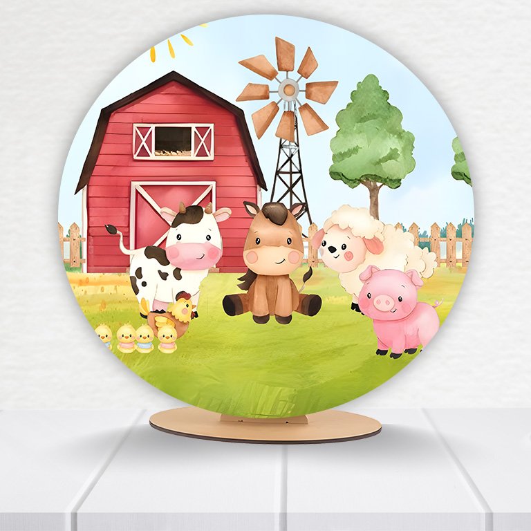 Painel Redondo Fazendinha 50x50cm - Imagem 16