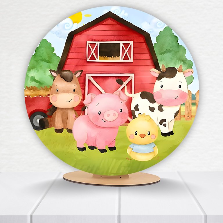 Painel Redondo Fazendinha 50x50cm - Imagem 9