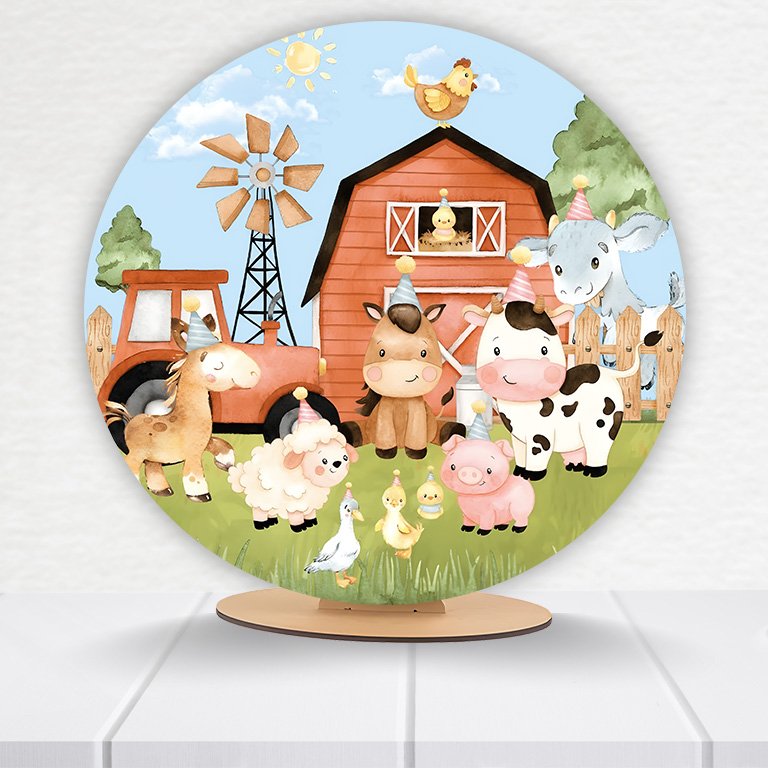 Painel Redondo Fazendinha 50x50cm - Imagem 14