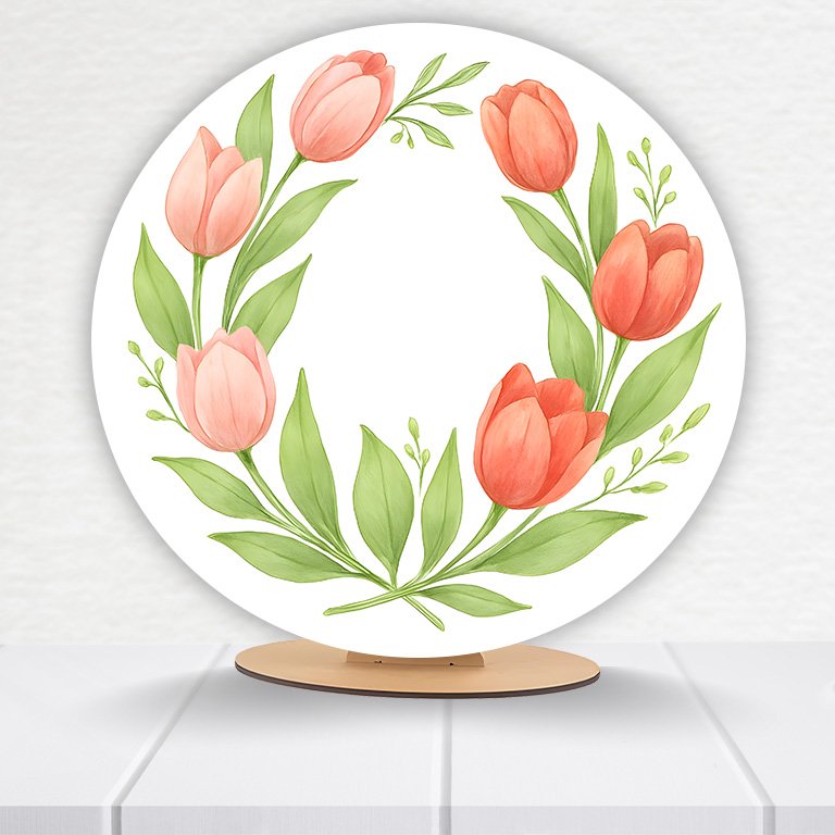 Painel Redondo Flores 50x50cm  PAINEL845 - Imagem 15