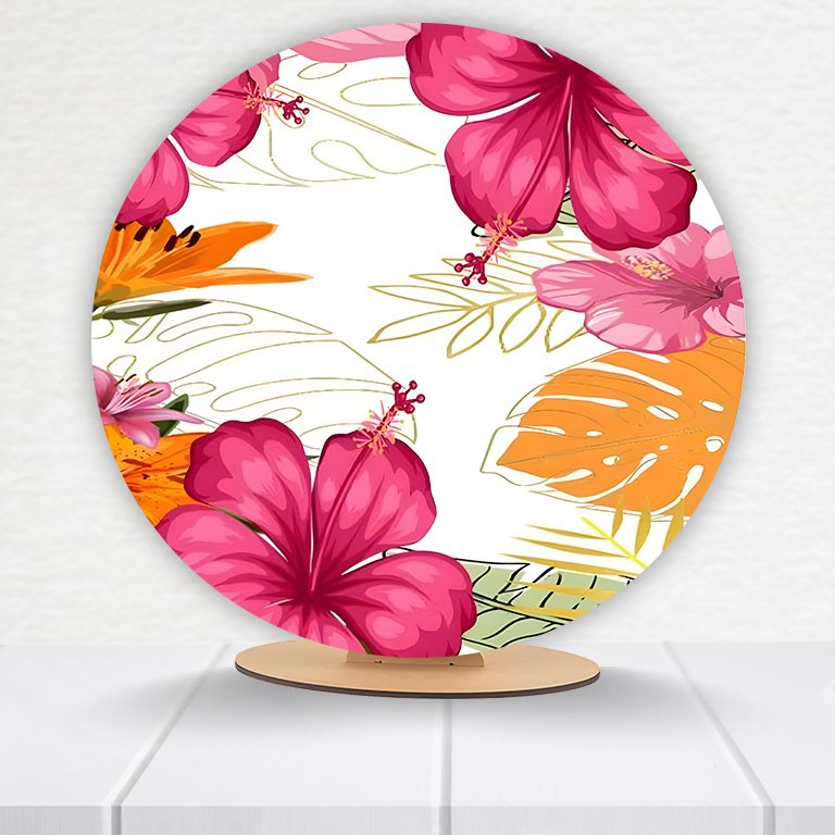 Painel Redondo Flores 50x50cm  PAINEL938 - Imagem 8