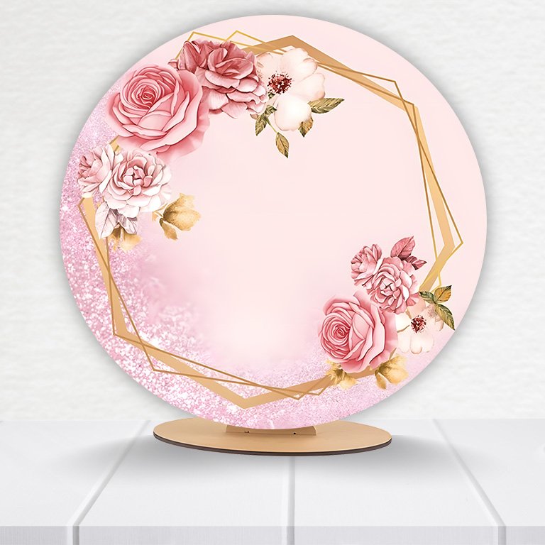 Painel Redondo Flores 50x50cm  PAINEL938 - Imagem 3