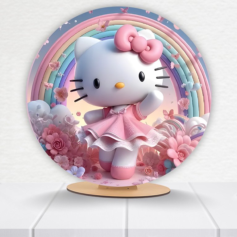Painel Redondo Hello Kitty 50x50cm - Imagem 8