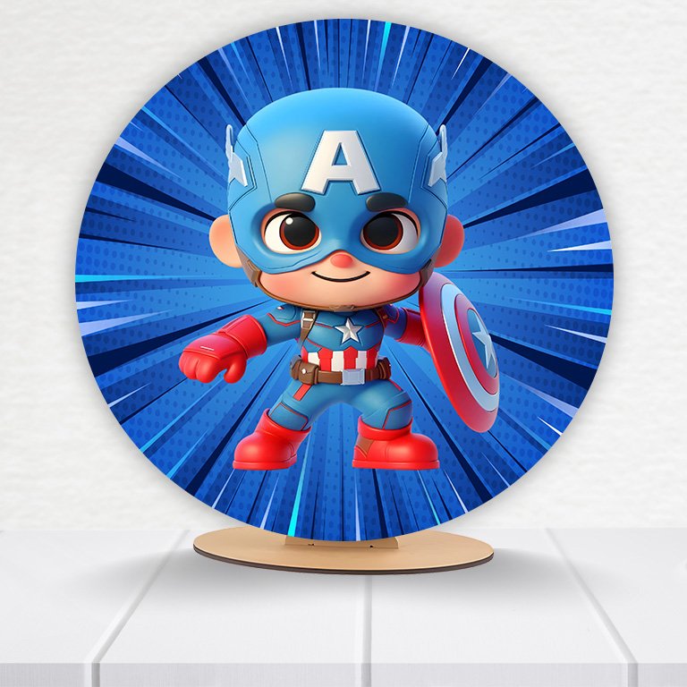 Painel Redondo Capitão America 50x50cm  PAINEL851 - Imagem 6