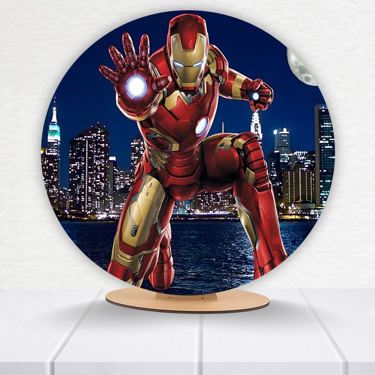 Painel Redondo Homem De Ferro 50x50cm - Imagem 4