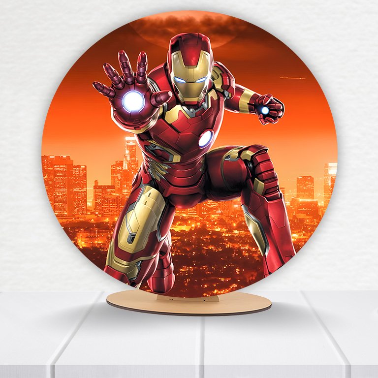 Painel Redondo Homem De Ferro 50x50cm - Imagem 5