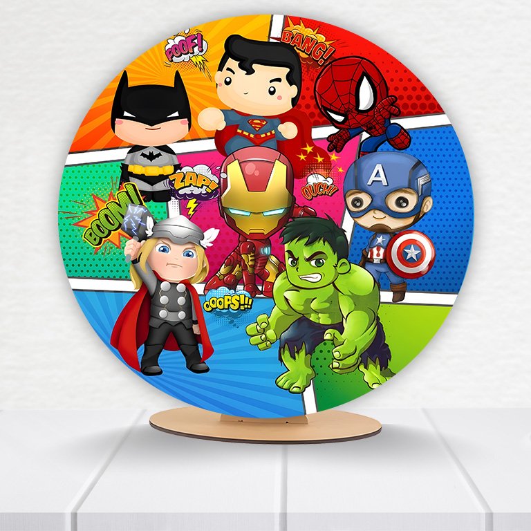 Painel Redondo Heróis 50x50cm  PAINEL217 - Imagem 18
