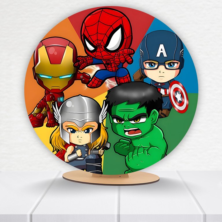 Painel Redondo Heróis 50x50cm  PAINEL217 - Imagem 5