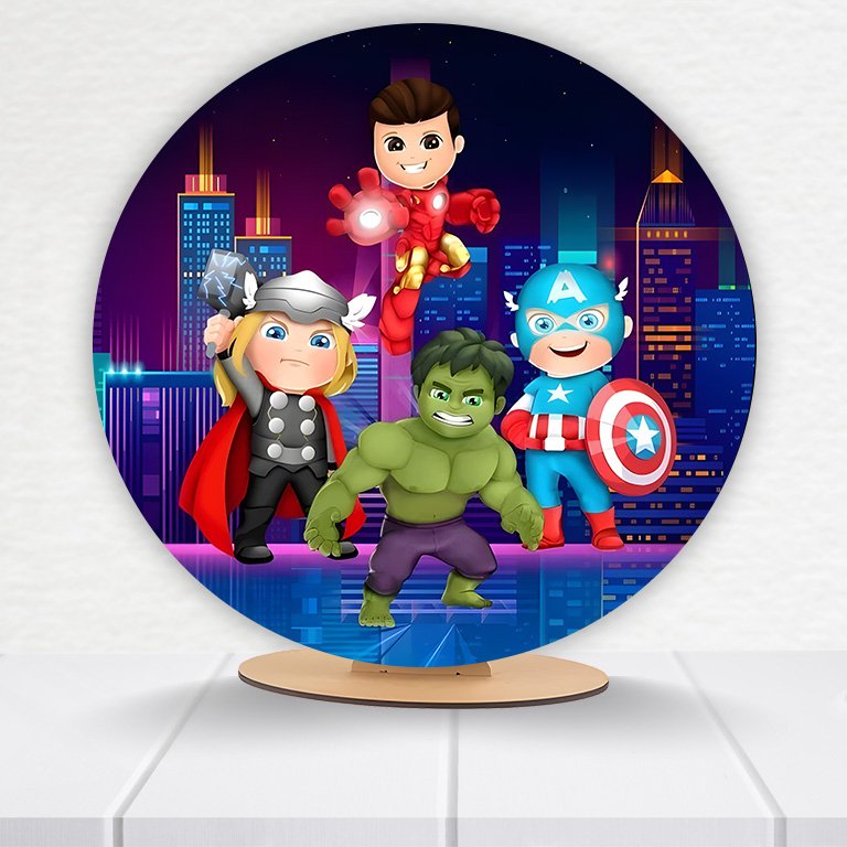 Painel Redondo Heróis 50x50cm  PAINEL217 - Imagem 3
