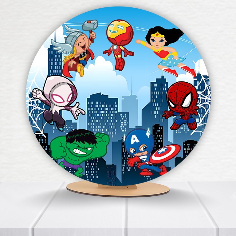 Painel Redondo Heróis 50x50cm  PAINEL217 - Imagem 12