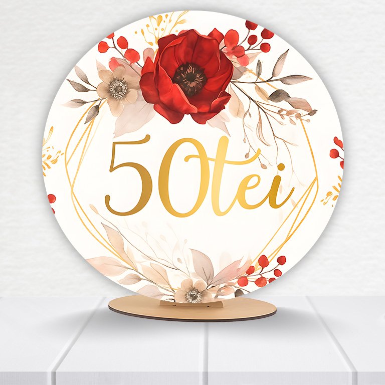 Painel Redondo 50 Anos 50x50cm  PAINEL197 - Imagem 4