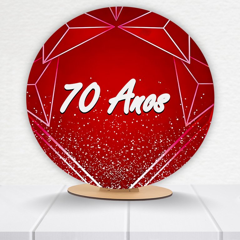 Painel Redondo 70 Anos 50x50cm