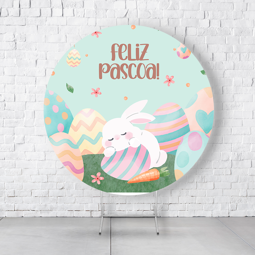 Painel De Festa Redondo Páscoa Em Tecido Helanca C/Elástico 1,50x1,50 - Imagem 4