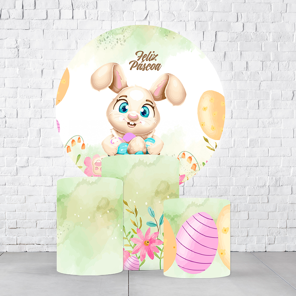 Kit Painel De Festa Páscoa + Trio De Cilindros Em Tecido - Imagem 2