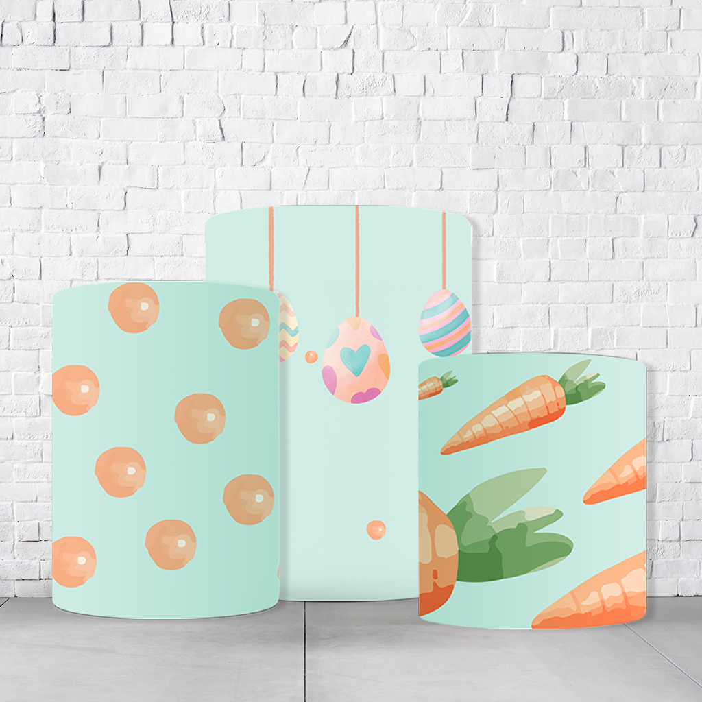 Trio de Cilindros Para Festas Páscoa Em Tecido Helanca C/Elástico