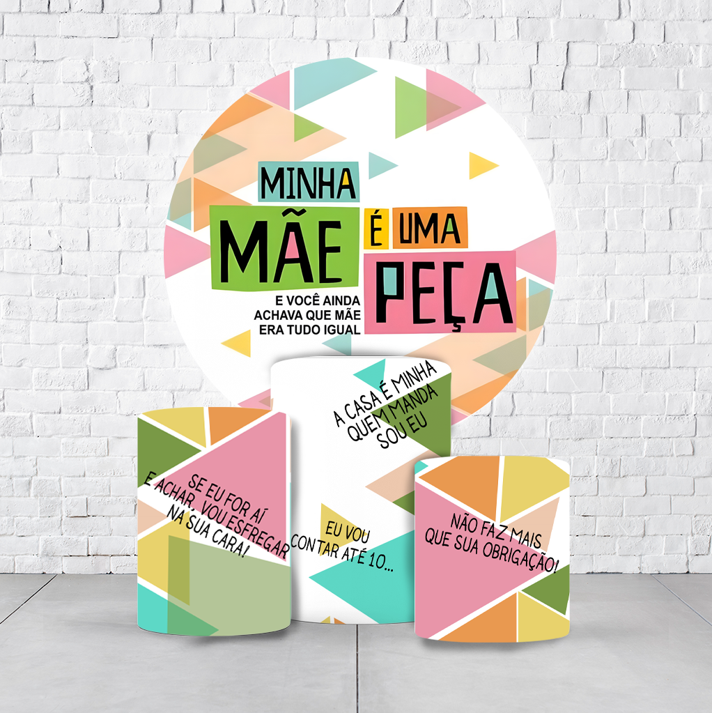 Kit Painel De Festa Dia Das Mães + Trio De Cilindros Em Tecido - Imagem 4