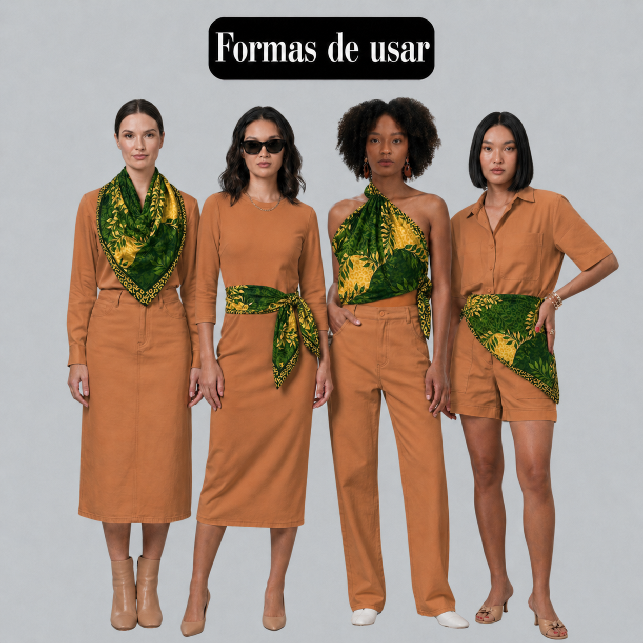 Lenço Estampado Tema Amazônia 90x90cm - Imagem 1