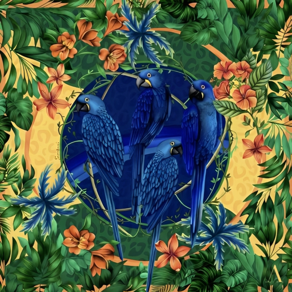 Lenço Estampado Tema Amazônia 90x90cm - Imagem 4