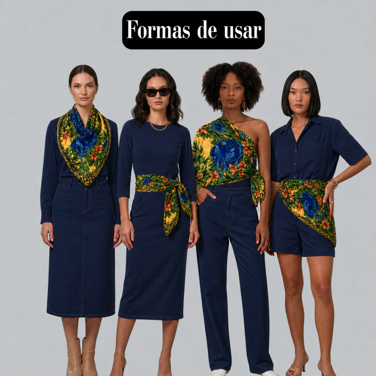 Lenço Estampado Tema Amazônia 90x90cm - Imagem 2