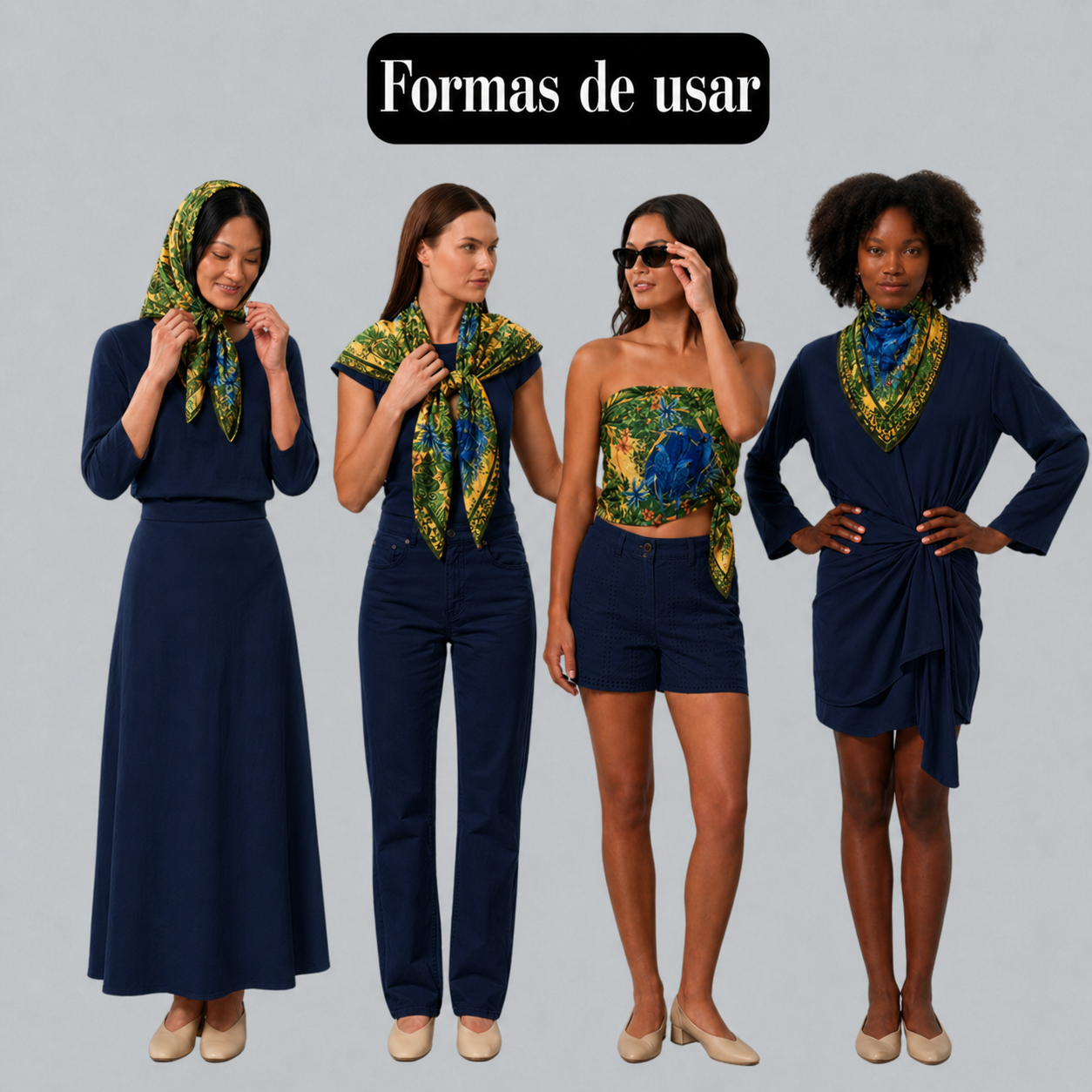 Lenço Estampado Tema Amazônia 90x90cm - Imagem 3