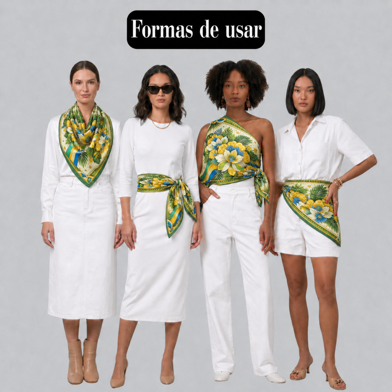 Lenço Estampado Tema Brasilidade 90x90cm - Imagem 2