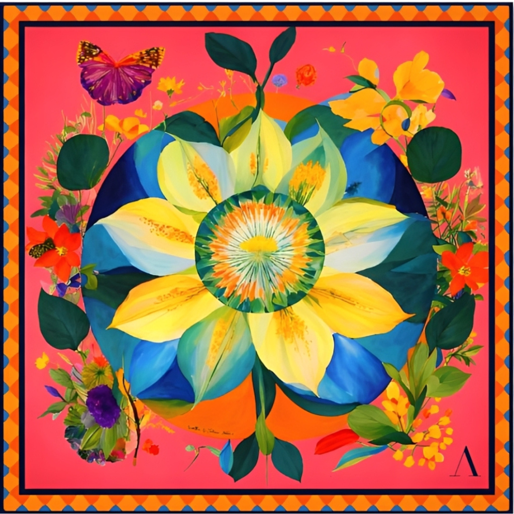 Lenço Estampado Tema Flora 90x90cm - Imagem 2