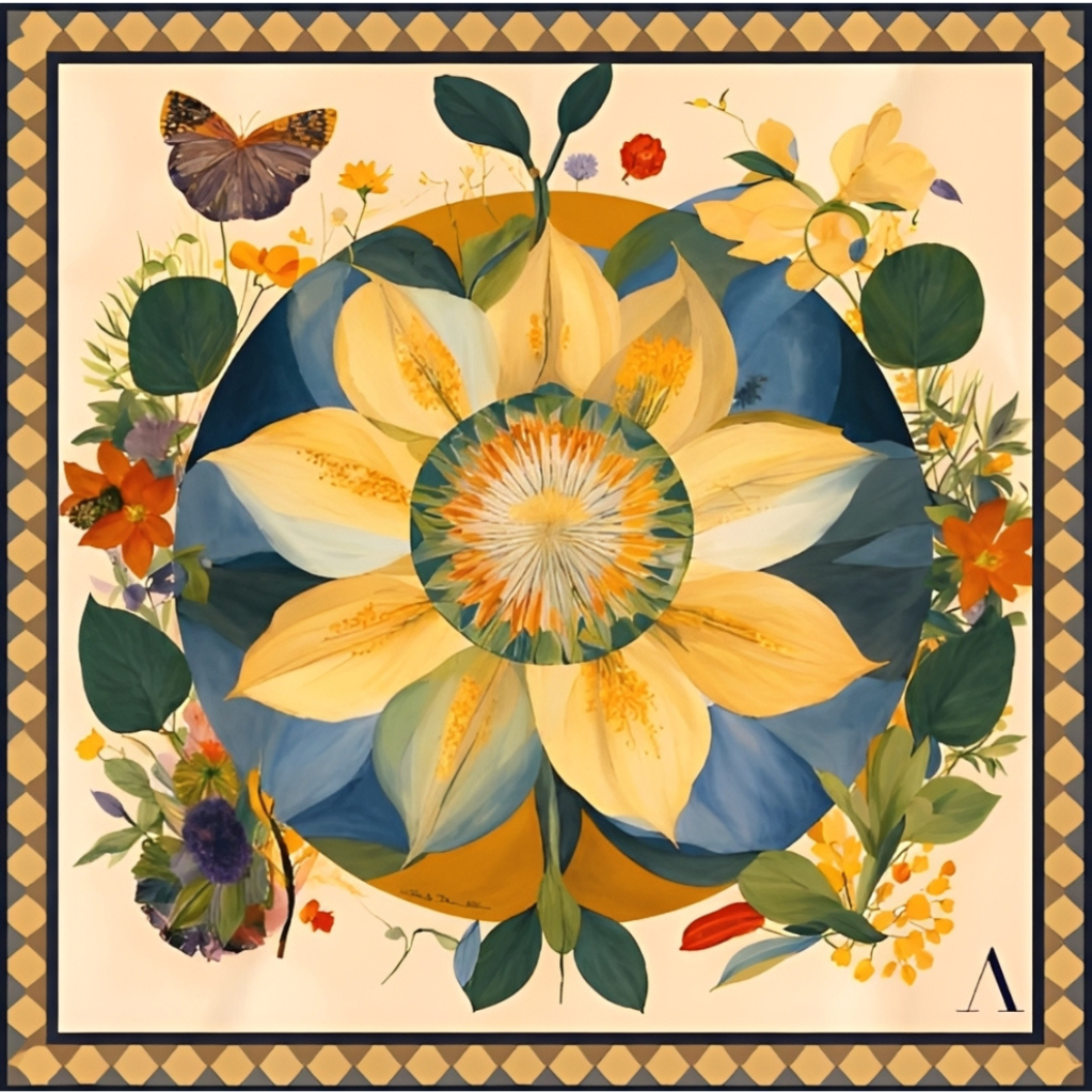 Lenço Estampado Tema Flora 90x90cm - Imagem 2