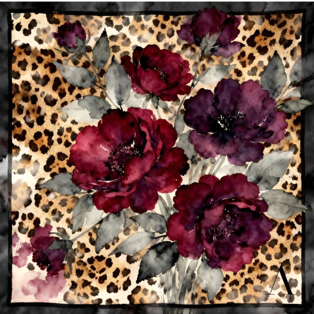 Lenço Estampado Tema Flora Felina 90x90cm - Imagem 2