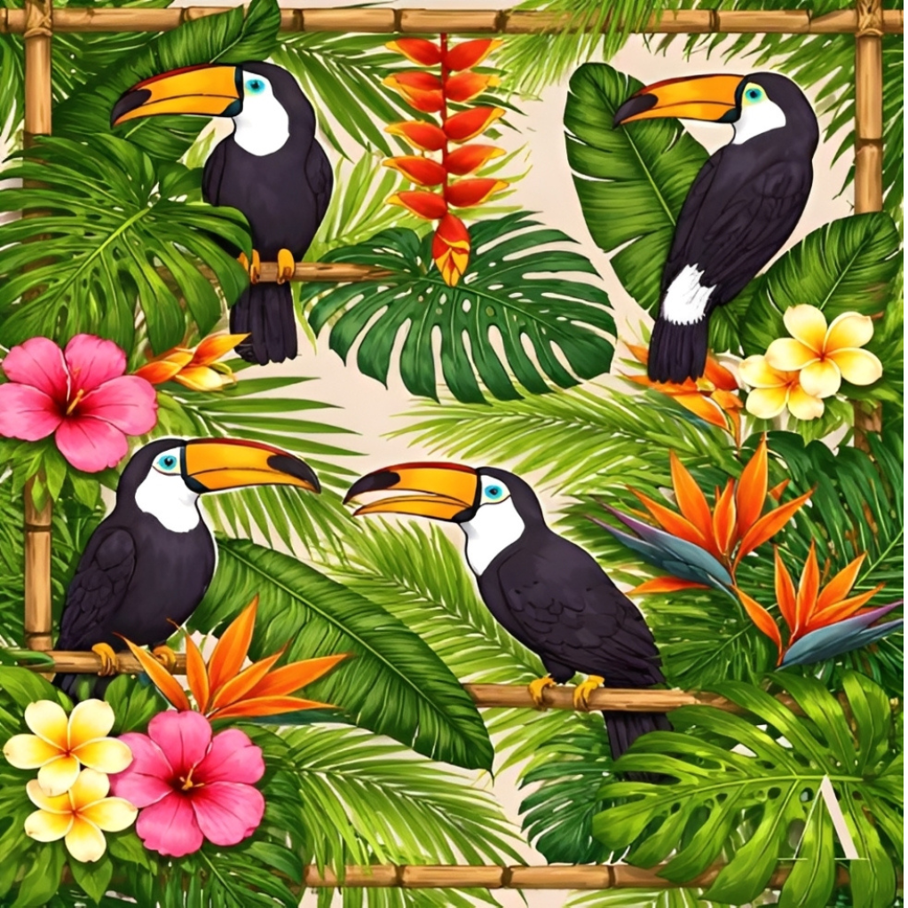 Lenço Estampado Tema Tucanos 90x90cm - Imagem 2