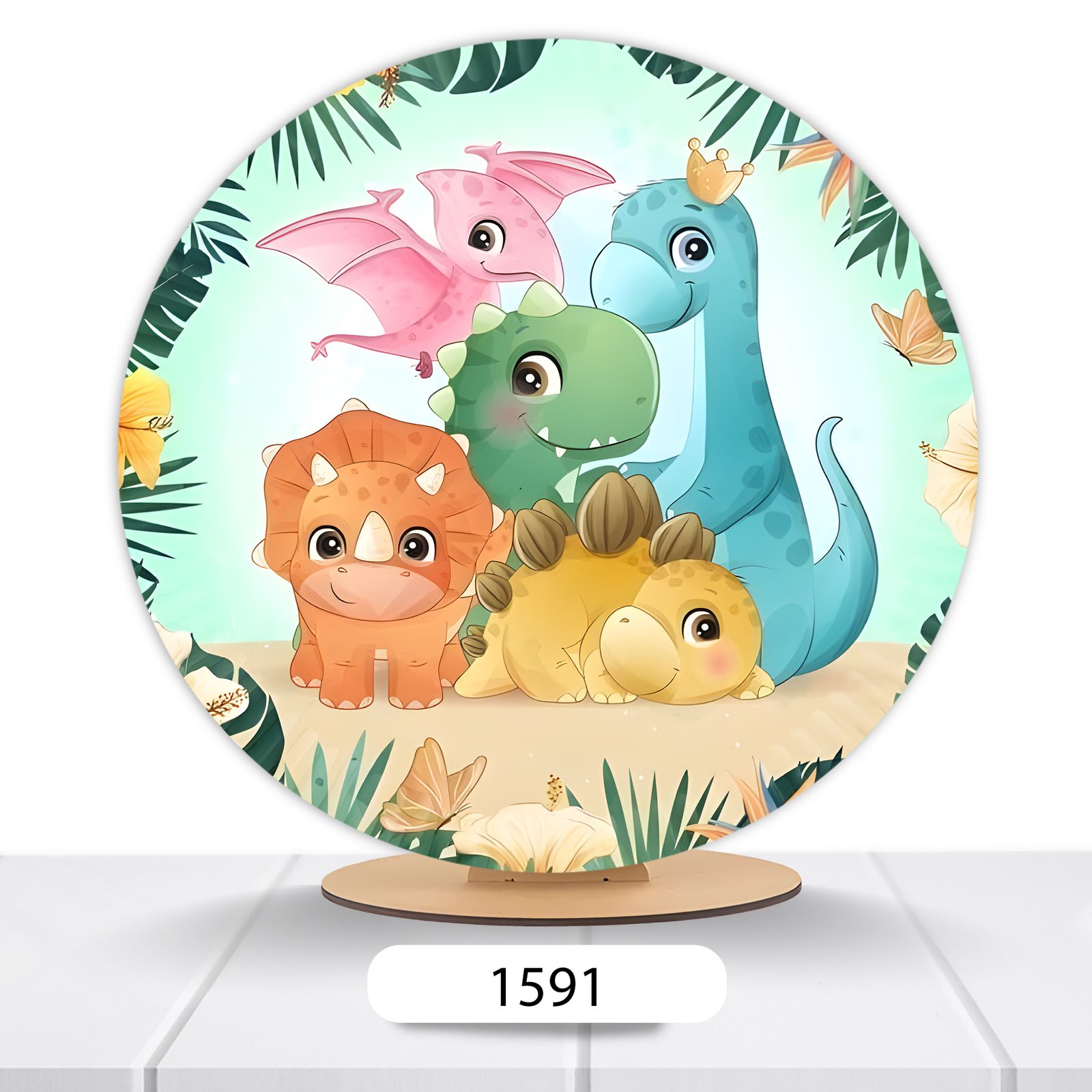 Painel Redondo Dinossauros Fofos 50x50cm - Imagem 5