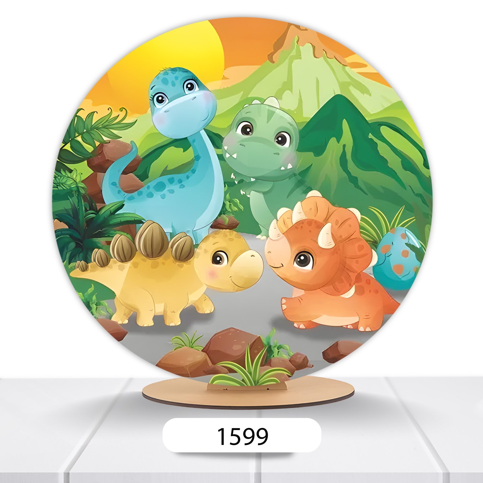 Painel Redondo Dinossauros Fofos 50x50cm - Imagem 13