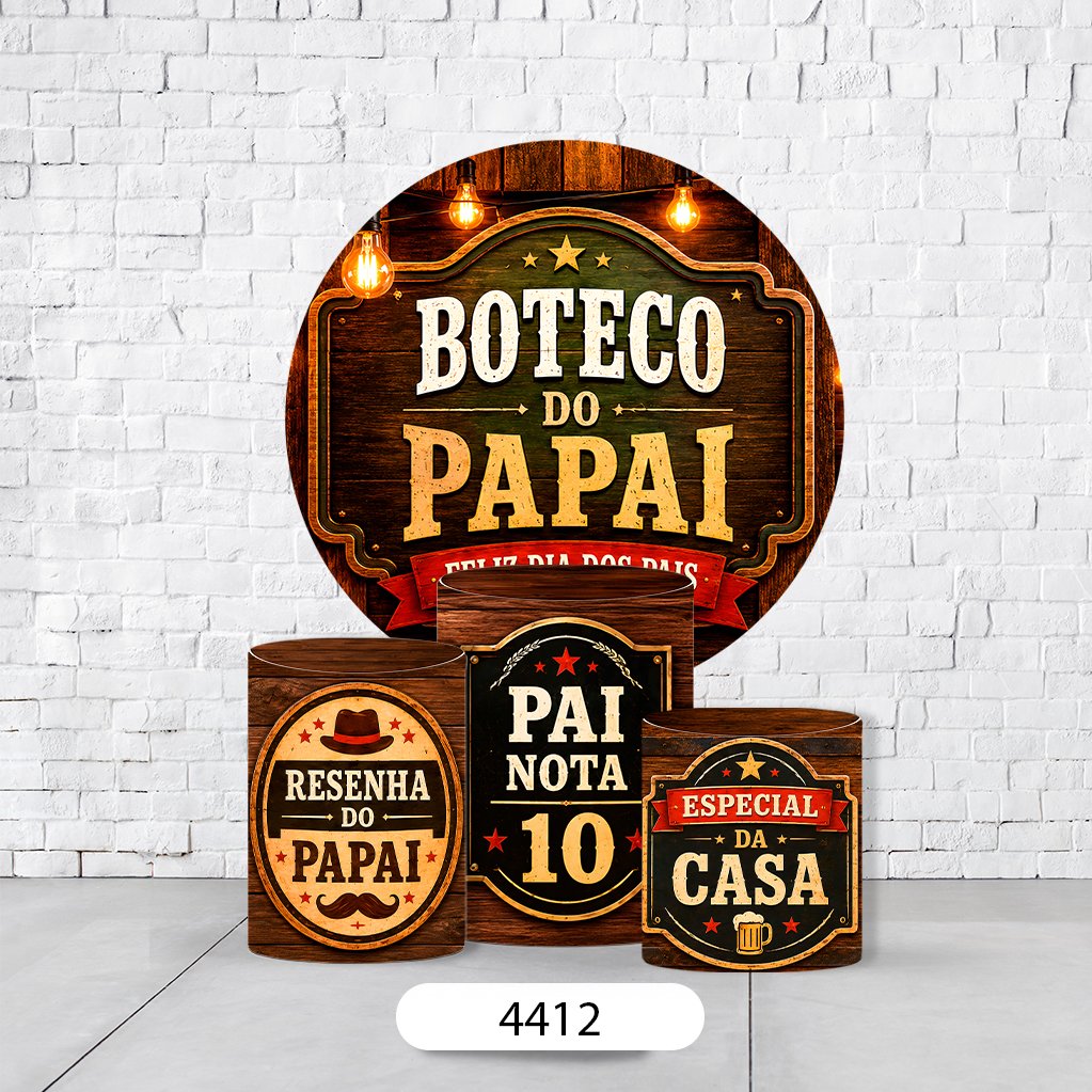 Kit Painel De Festa Dia Dos Pais + Trio De Cilindros Em Tecido - Imagem 3
